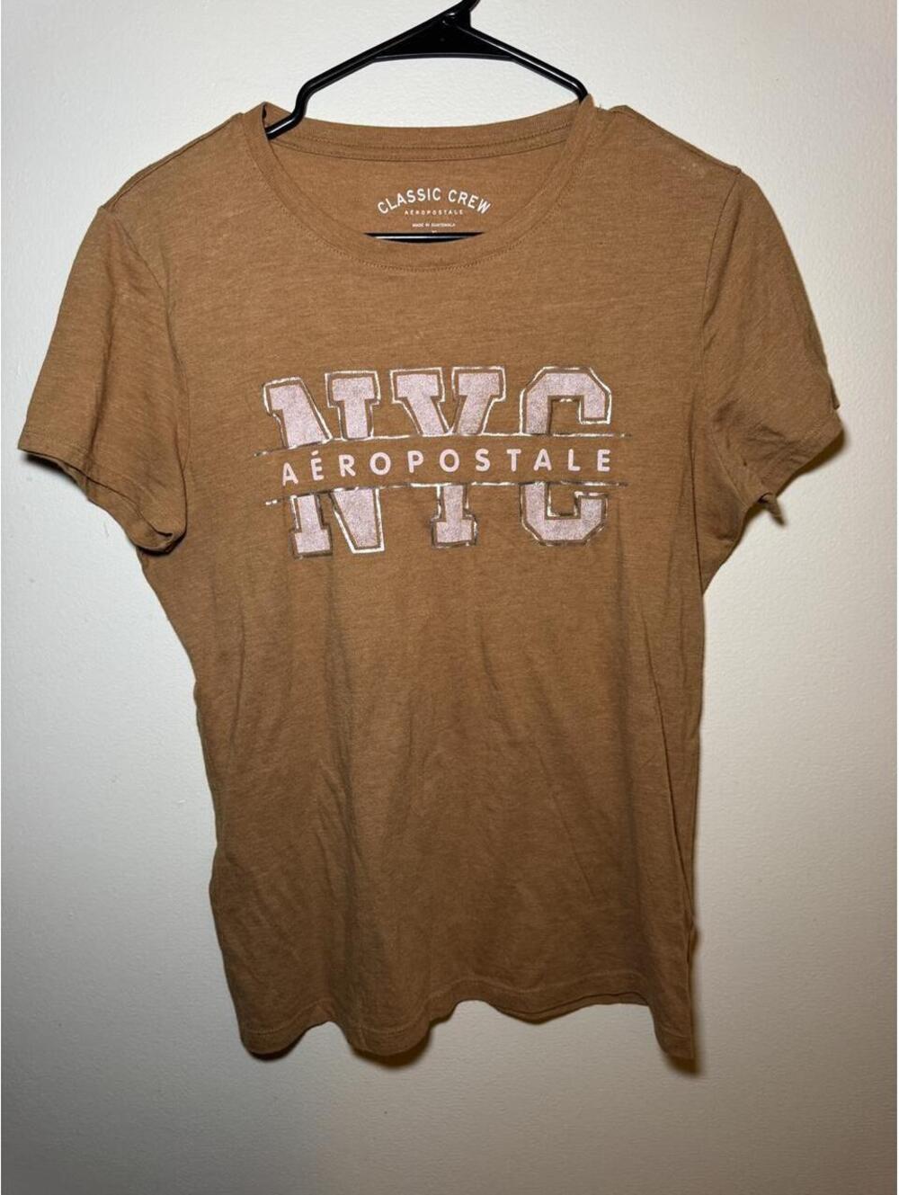 Aeropostale Mustard Yellow NYC Soft T-shirt Size XL PTP 20 GC